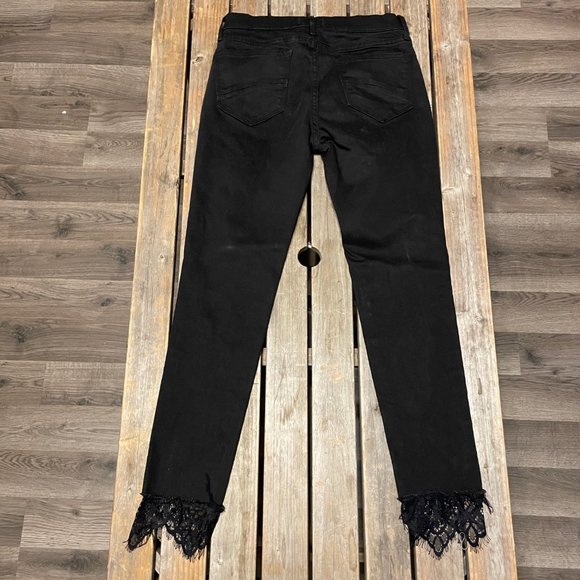 Anthropologie Driftwood Jackie Black Wash Lace Jeans 25 - Picture 5 of 6